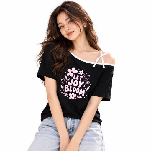 Womens Printed Down Shoulder Top