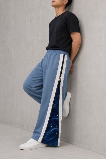 Zipper Baggy/Straight Track Pants