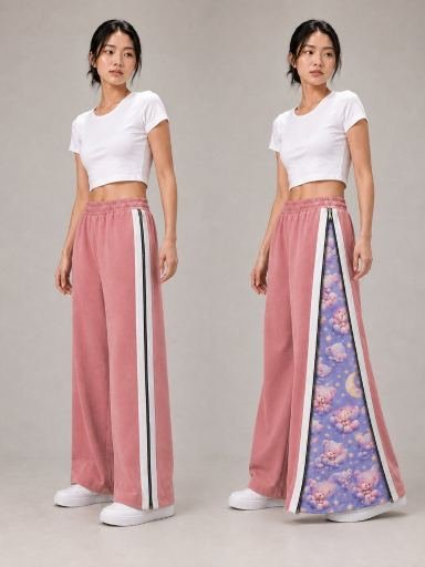 Zipper Baggy/Straight Track Pants