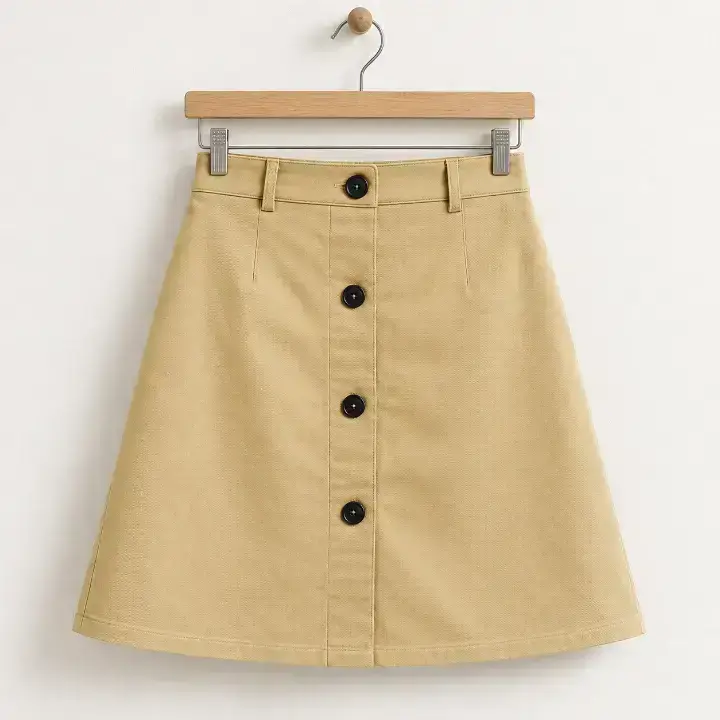 Women's A-Line Cotton Drill Button Skirt - Black - 26 (S)